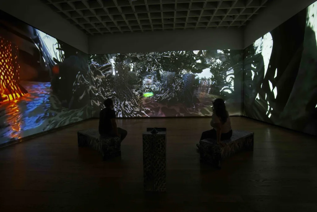 Leo Castañeda, Installation view of Camoflux Mangrove Village 360, from the Florida Prize in Contemporary Art, 2025