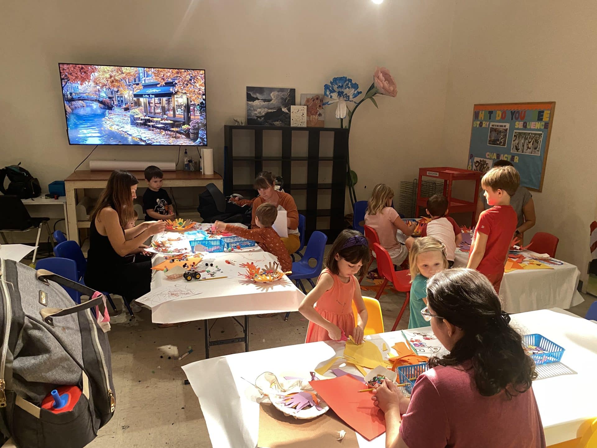 Art in the Afternoon goers making masks