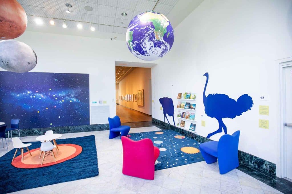 An install shot of Jason Chin's Your Place in the Universe exhibition at the Orlando Museum of Art