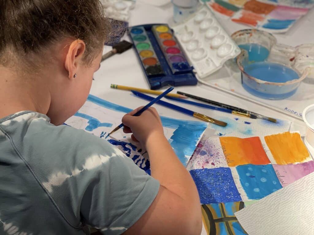 a child painting
