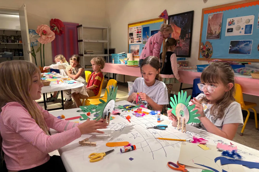 children in summer art camp at OMA making crafts