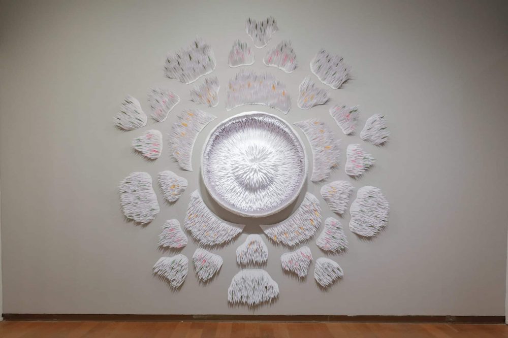 Divine Love Kelly Joy Ladd, Divine Love, 2025, Acid-free, lignin-free cardstock paper, mixed media, 204 x 114 in.