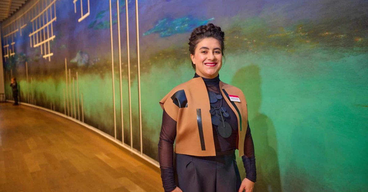 Nathalie Alfonso in her installation for the 11th Annual Florida Prize in Contemporary Art, 2025, Orlando Museum of Art. ©Rich Johnson of Spectacle Photo