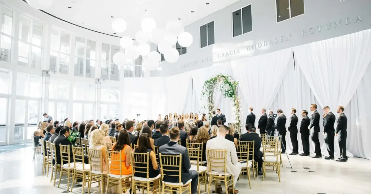 Wedding ceremony being held at the Orlando Museum of Art.